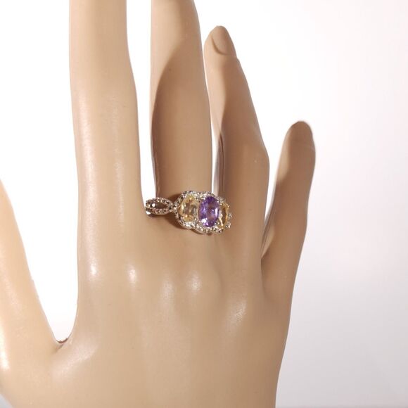 Bolivian Amethyst and Brazilian Citrine in Sterling Silver Size 9 - Picture 13 of 13